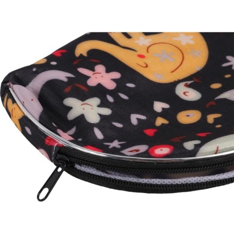 Zestaw 5 kosmetyczek w kolorze czarnym z kolorowymi słoniami