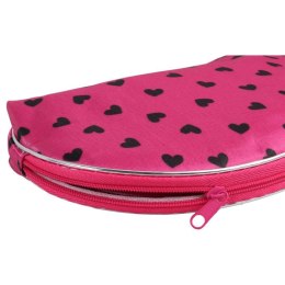 Zestaw 5 kosmetyczek w kolorze różowym w czarne serduszka