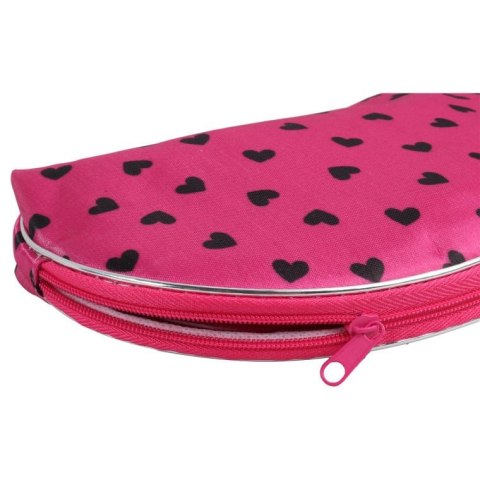 Zestaw 5 kosmetyczek w kolorze różowym w czarne serduszka