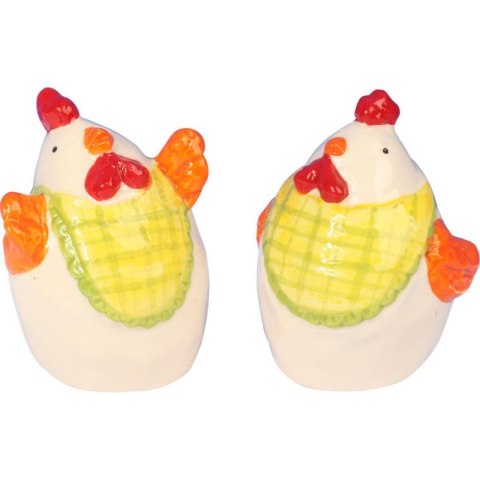 Zestaw Ceramicznych Kur: Solniczka i Pieprzniczka w Stylu Rustykalnym