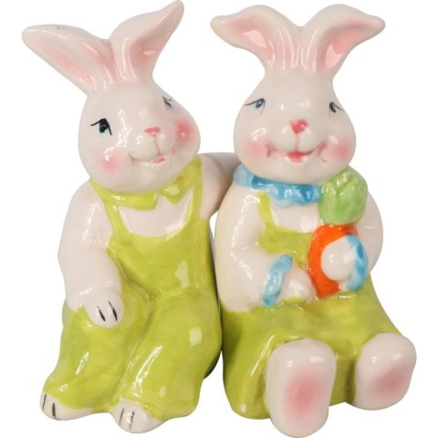 Zestaw Ceramicznych Solniczki i Pieprzniczki w Kształcie Zajączków Wielkanocnych