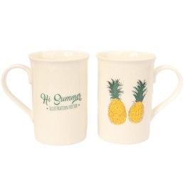 Zestaw Prezentowy: 2 Ceramiczne Kubki z Łyżeczkami - Motyw Ananasów Summer