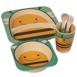 Zestaw niebieskich naczyń dla dzieci z pszczółką