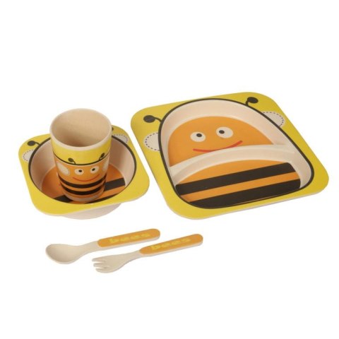 Zestaw żółtych naczyń dla dzieci z pszczółką