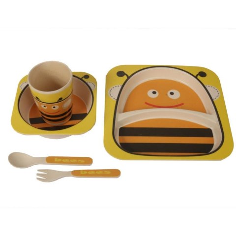 Zestaw żółtych naczyń dla dzieci z pszczółką