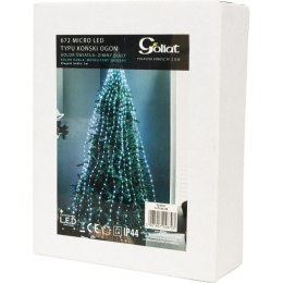 Zewnętrzne Lampki Świąteczne 672 LED Typu Koński Ogon, Kolor Zimny Biały, Długość 5m, Kabel Metaliczny Srebrny