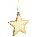 Złota Gwiazda Brokatowa - Ozdoba Świąteczna na Zawieszce