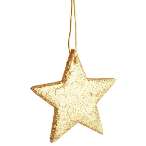 Złota Gwiazda Brokatowa - Ozdoba Świąteczna na Zawieszce
