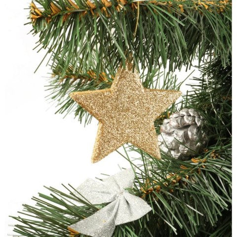 Złota Gwiazda Brokatowa - Ozdoba Świąteczna na Zawieszce