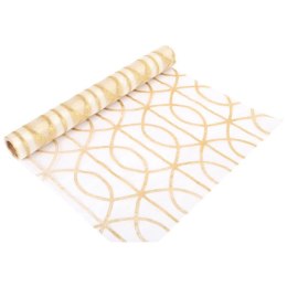 Złota Organza z Brokatowym Wzorem na Szpuli 36 cm x 5m