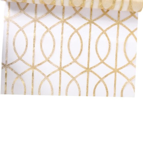 Złota Organza z Brokatowym Wzorem na Szpuli 36 cm x 5m