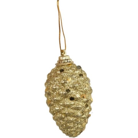 12 Dekoracyjnych Bombek Szyszka 7 cm z Brokatem w 3 Kolorach