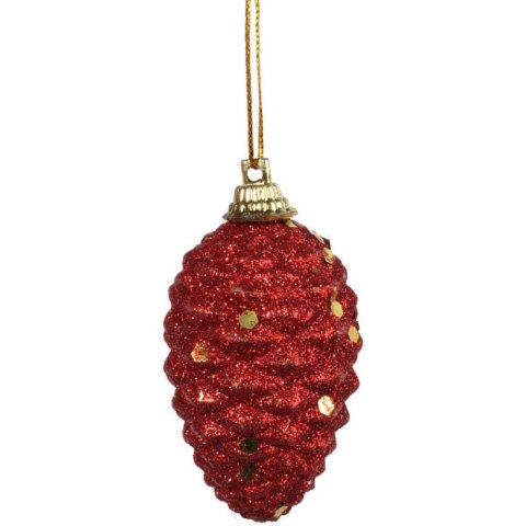 12 Dekoracyjnych Bombek Szyszka 7 cm z Brokatem w 3 Kolorach