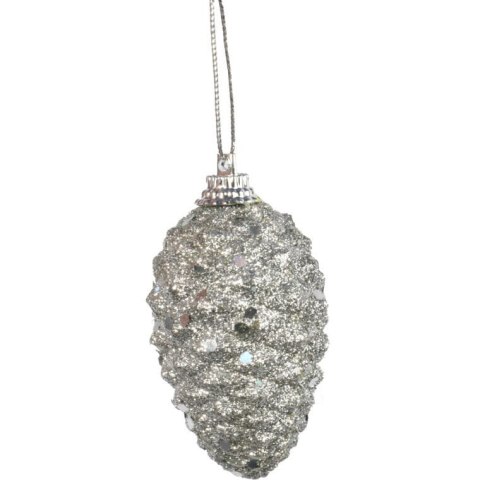 12 Dekoracyjnych Bombek Szyszka 7 cm z Brokatem w 3 Kolorach