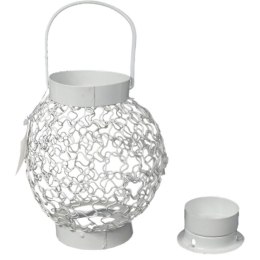 Biała Latarenka Metalowa na Świeczkę Tealight do Dekoracji Ogrodu i Tarasu