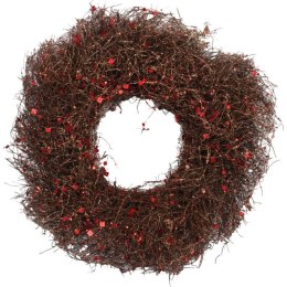 Bożonarodzeniowy Wianek Świąteczny z Brązowej Faszy Rattanowej z Cekinami 35 cm