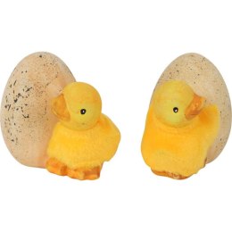 Ceramiczna Figurka Wielkanocna Kaczka z Jajkiem w Żółtym Kolorze