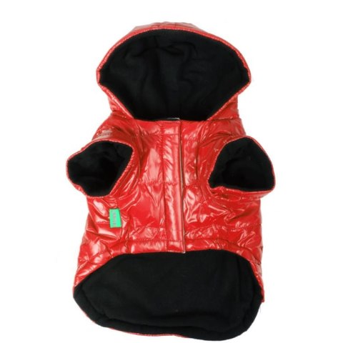 Ciepła Kurtka dla średnich psów z wodoodpornym materiałem i polarem, Kolor Czerwony, Rozmiar M