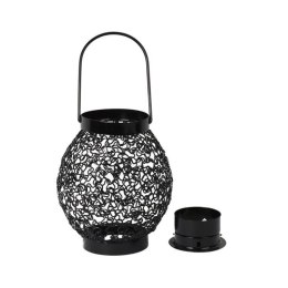 Czarna Metalowa Latarenka na Świeczkę Tealight do Dekoracji Ogrodu i Tarasu