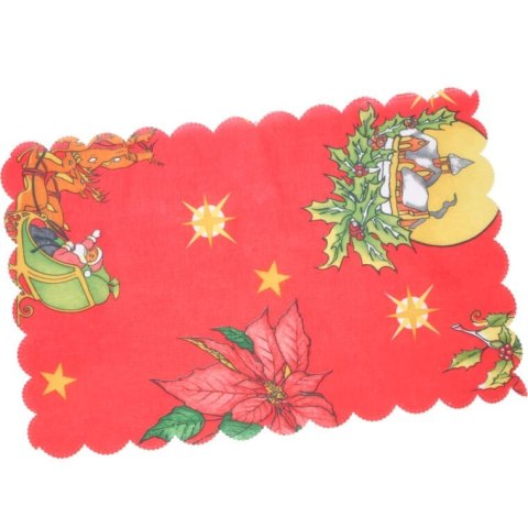 Czerwona Serwetka Materiałowa ze Świątecznym Nadrukiem 20x30 cm