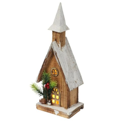 DREWNIANY KOŚCIÓŁ DEKORACJA OZDOBA ŚWIĄTECZNA LED