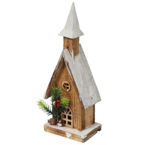 DREWNIANY KOŚCIÓŁ DEKORACJA OZDOBA ŚWIĄTECZNA LED