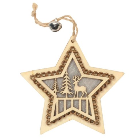 Dekoracja świetlna ZAWIESZKA drewniana gwiazda 11 cm