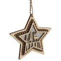Dekoracja świetlna ZAWIESZKA drewniana gwiazda 11 cm