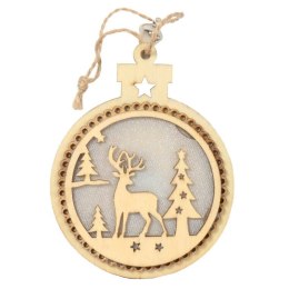 Dekoracja świetlna ZAWIESZKA drewniana okrągła II 11 cm