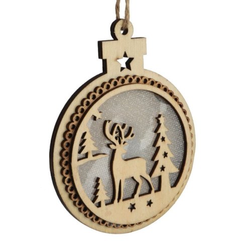 Dekoracja świetlna ZAWIESZKA drewniana okrągła II 11 cm