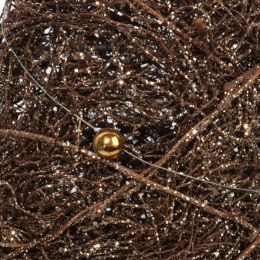 Dekoracyjna Choinka Świąteczna z Faszyny Brokatowej i Koralikami, 39 cm, Kolor Brązowy