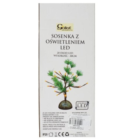 Drzewko Świetlne Modrzew 30 cm z 20 LED - Dekoracja Wewnętrzna na Baterie