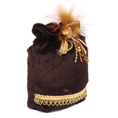 ELEGANCKA ZAWIESZKA ŚWIĄTECZNA W KSZTAŁCIE WORECZKA - AKSAMITNA, BRĄZOWA