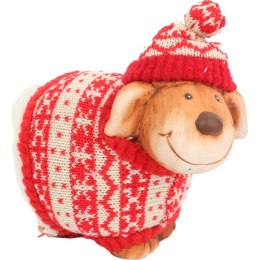 Figurka Ceramiczna Owieczka w Skandynawskim Sweterku 15 cm - Dekoracja Bożonarodzeniowa