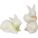 Figurka Świąteczna - Biały Zając z Pomarańczowym Szalikiem i Jajkiem, Ceramika [JUM7S0010]