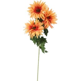 Gałązka z trzema sztucznymi gerberami w kolorze ciemnożółtym, 80 cm