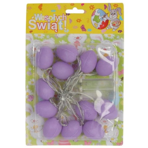 JAJKA GIRLANDA ŚWIETLNA LAMPKI LED WIELKANOC FIOLETOWE