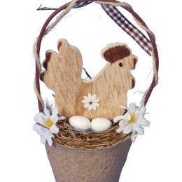 KOGUT DREWNIANY W KOSZYCZKU STROIK WIELKANOCNY