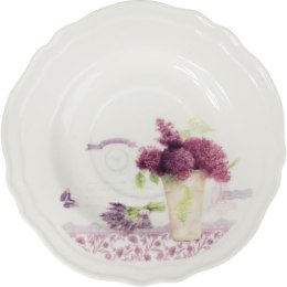 Komplet ceramiczny filiżanka z talerzykiem z bzem w wazonie w prezentowym kartoniku