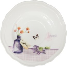 Komplet ceramiczny filiżanka z talerzykiem z kwiatami w wazonie w prezentowym kartoniku