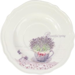 Komplet ceramiczny filiżanka z talerzykiem z wiklinowym w wazonie w prezentowym kartoniku