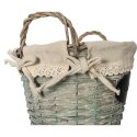 Koszyk Wiklinowy z Uchwytami, Wkładem Lnianym i Dekoracyjnym Napisem WELCOME Szary