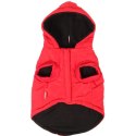 Kurtka Zimowa dla Psa Rozmiar L, Kolor Czerwono-Czarny, Wodoodporna z Kapturem