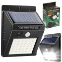 Lampa Solarna LED z Czujnikiem Ruchu i Zmierzchu, Zasilana Energia Słoneczną, Montażowy Panel Światła Zewnętrznego Białego Zimne
