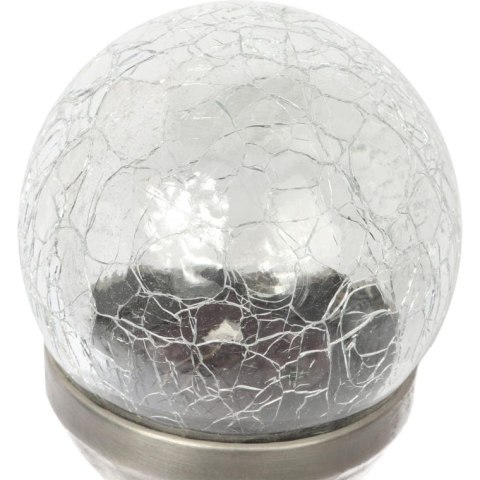 Lampa solarna LED z efektem crash glass wbijana w ziemię, odporna na warunki pogodowe, kolor srebrny