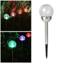 Lampa solarna LED z efektem crash glass wbijana w ziemię, odporna na warunki pogodowe, kolor srebrny