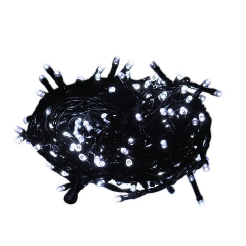 Lampki Choinkowe Zewnętrzne 200 LED z Efektem Flash i Dodatkowym Gniazdem, Białe, Zasilanie Sieciowe, Przepalenie Jednej Diod ni