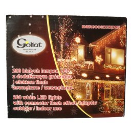 Lampki Choinkowe Zewnętrzne 200 LED z Efektem Flash i Dodatkowym Gniazdem, Białe, Zasilanie Sieciowe, Przepalenie Jednej Diod ni