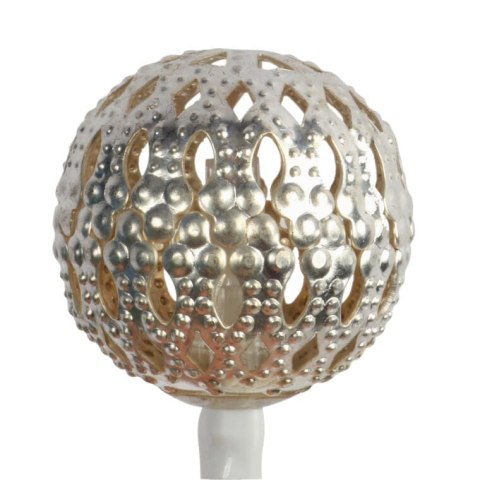 Metalowe Kule z Białymi LED - Lampki Choinkowe, 20 Sztuk, Zasilanie Bateryjne, Srebrne