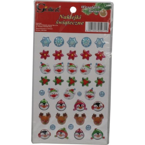 Mix Naklejek Samoprzylepnych na Okno: Gwiazdki, Śnieżynki, Pingwiny, Renifery - 40 szt., Wielkość 10x19 cm